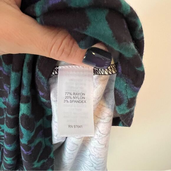 J. Jill Lightweight Ponte Knit Midi Dress NEW Size LP Green Leopard Animal Print - Picture 10 of 11